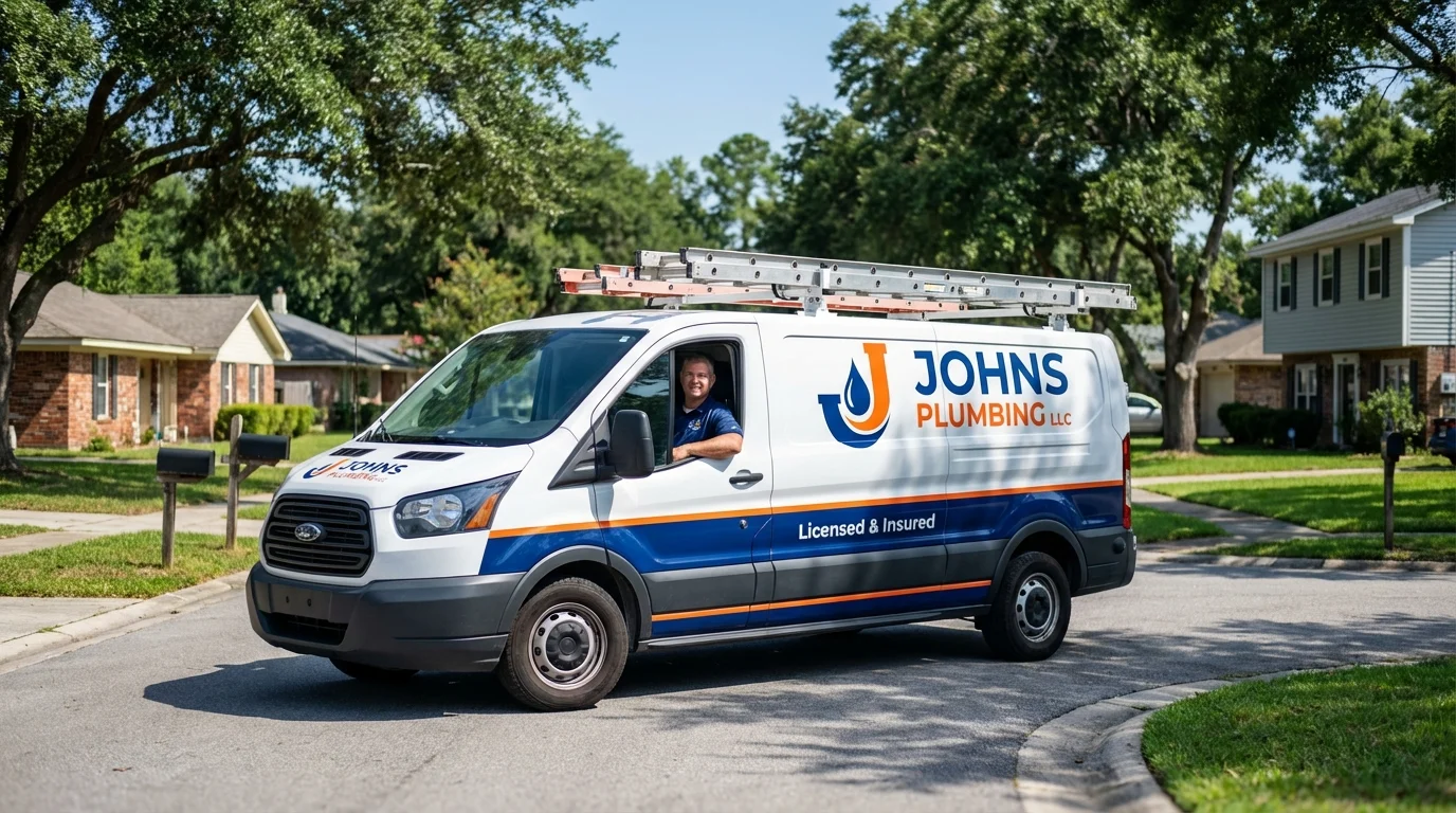 Johns Plumbing LLC service van in Maringouin, LA