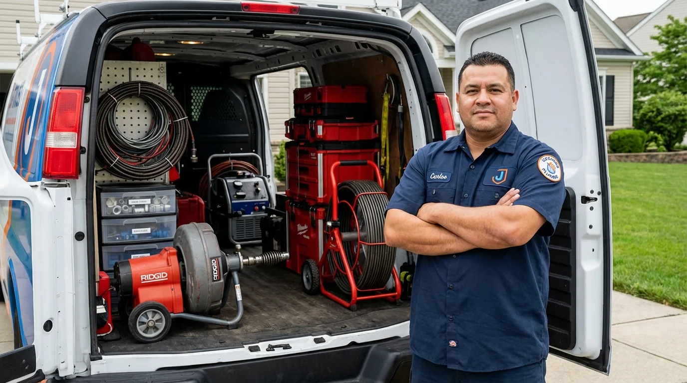 Professional drain cleaning equipment and Johns Plumbing LLC plumber in Maringouin
