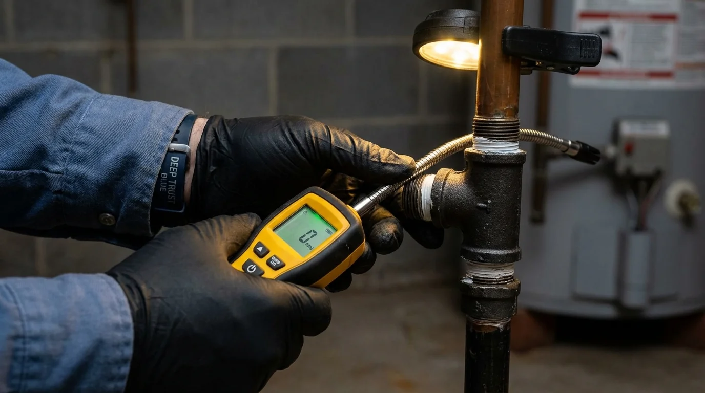 Gas leak detection with electronic sniffer by Johns Plumbing LLC in Maringouin