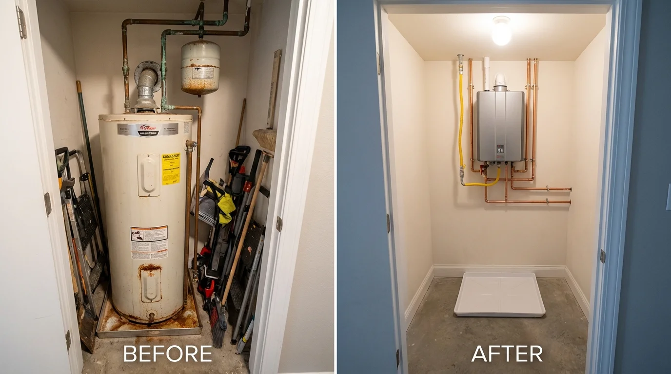 Tank water heater versus wall-mounted tankless unit comparison for Maringouin, LA homeowners