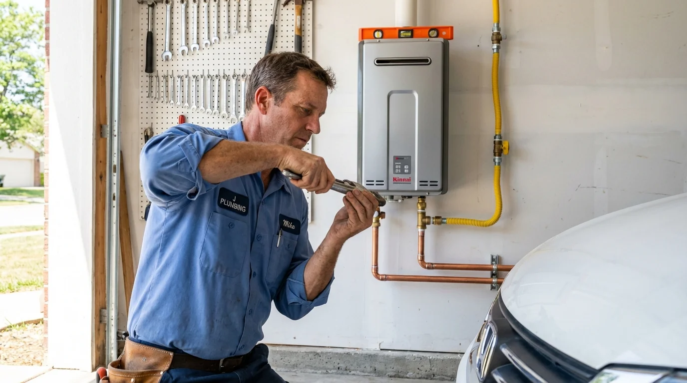 Tankless water heater installation by a Johns Plumbing LLC plumber in Maringouin